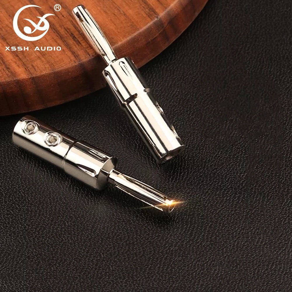 Speaker Cable Jack YIVO XSSH Audio DIY 4mm Hole Brass Solderless Male Rhodium Plated Banana Connector Plug HiFi Audio Adapter