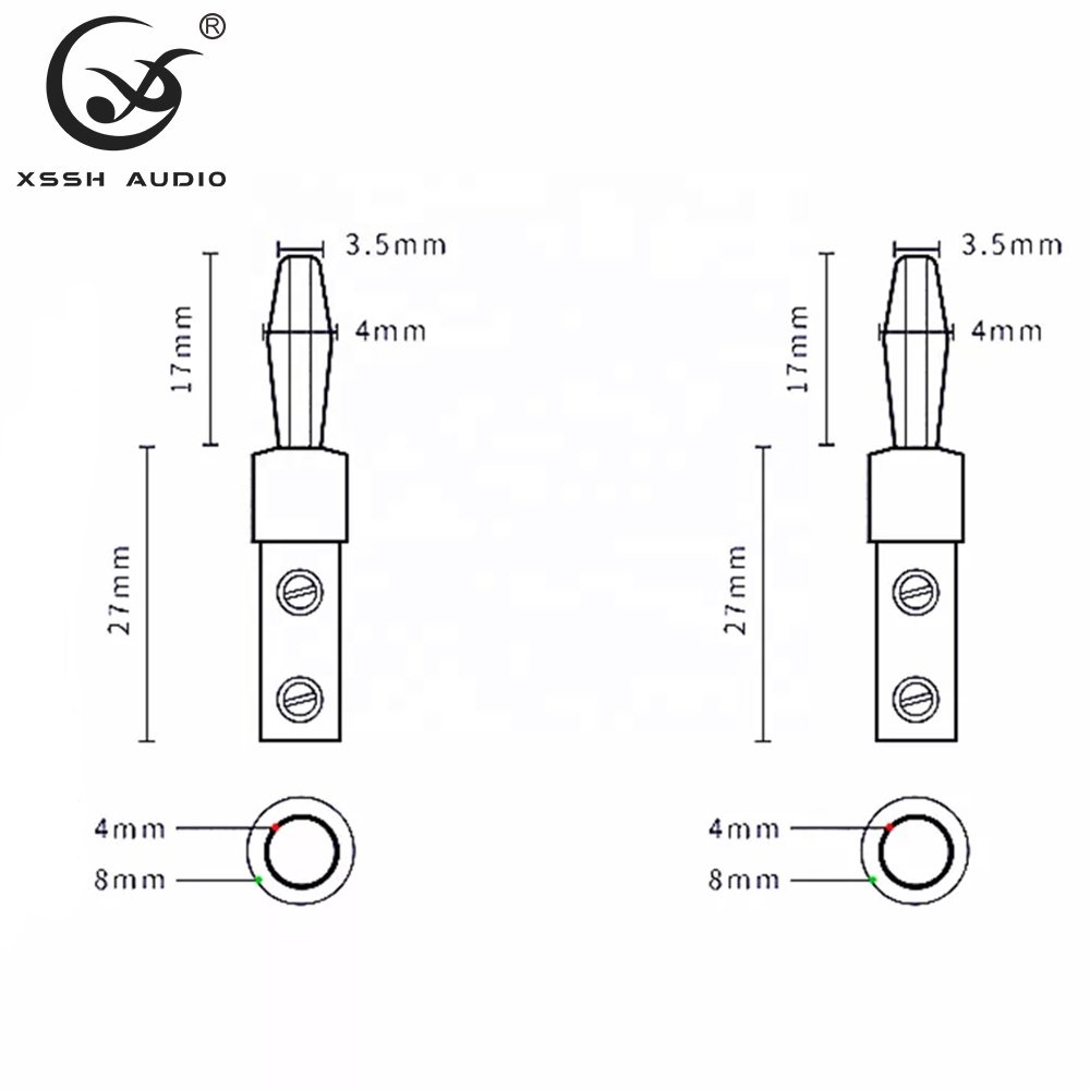 Speaker Cable Jack YIVO XSSH Audio DIY 4mm Hole Brass Solderless Male Rhodium Plated Banana Connector Plug HiFi Audio Adapter