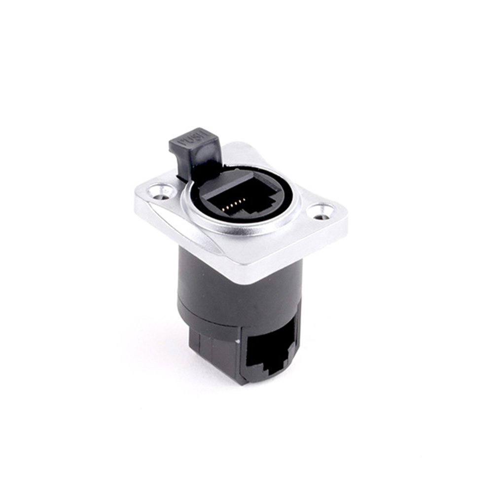 1pc Full Black RJ45 Connector Waterproof Ethernet Cable Connector Signal Panel Cat5/5e 8P8C Connector with Dust Cover