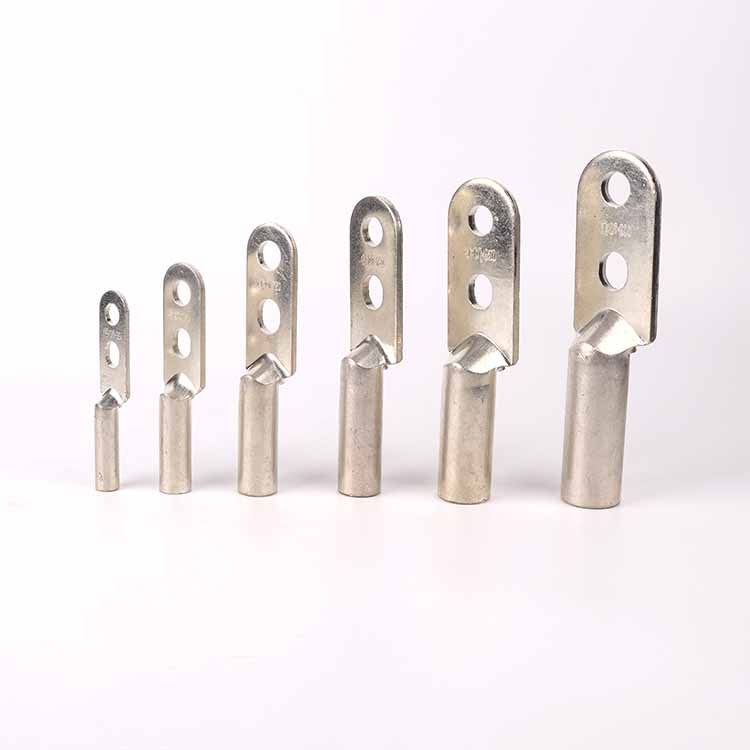 DTS Copper Double Hole Compression Flat Cable Terminal Lug Two Bolt Holes Long Barrel Cable Copper Lugs