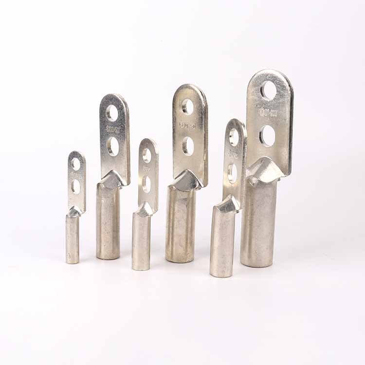 DTS Copper Double Hole Compression Flat Cable Terminal Lug Two Bolt Holes Long Barrel Cable Copper Lugs