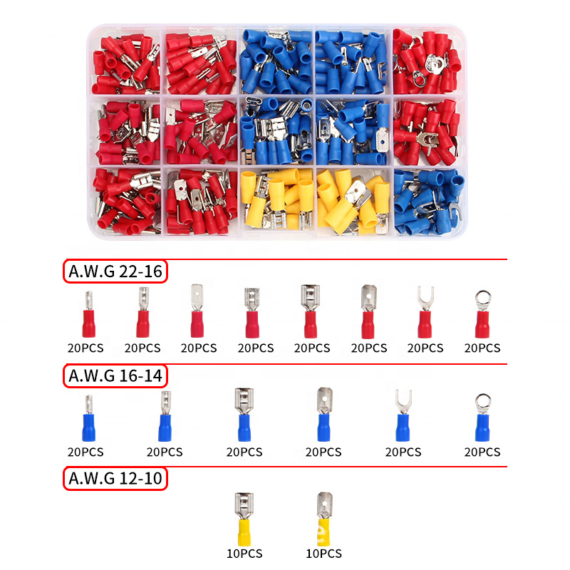 280PCS Combination Electrical Wire Connectors Set Insulated Wire Crimp Terminals Kit Mixed Assorted Lug Kit with Case
