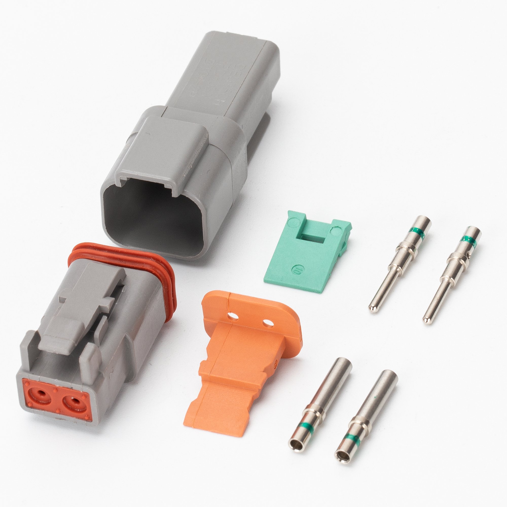 Deutsch 2 Pin Gray Color Connector DT04-2P+DT06-2S Waterproof Electrical Wire Connector Deutsch Set With Solid Contacts 14-20AWG