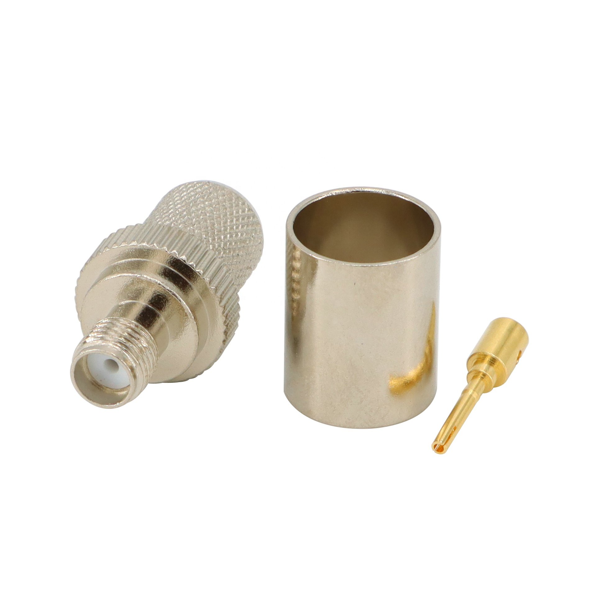SMA Crimp Connectors SMA Female plug pin crimp for RG8 LMR400 RG213 RG165 Coax Cable Goldlplated Connectorping