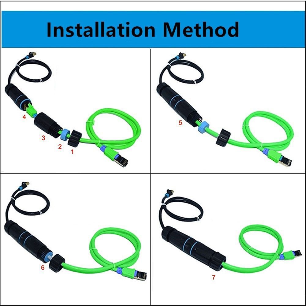 RJ45 Waterproof Connector IP68 Waterproof Shielded (STP) Cat5/5e/6 Ethernet LAN Cable Connector Network Cable Double Outdoor