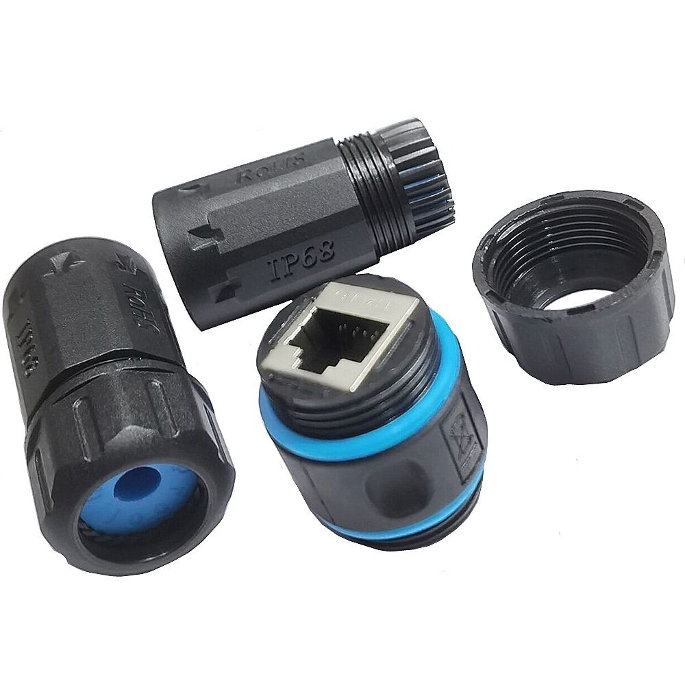 RJ45 Waterproof Connector IP68 Waterproof Shielded (STP) Cat5/5e/6 Ethernet LAN Cable Connector Network Cable Double Outdoor