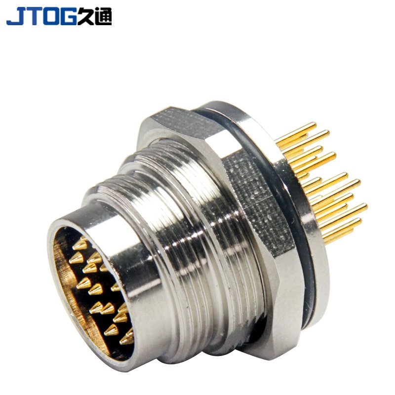 M16 Waterproof Metal Aviation Plug 19pin PCB Rear Mount Male Socket Connector