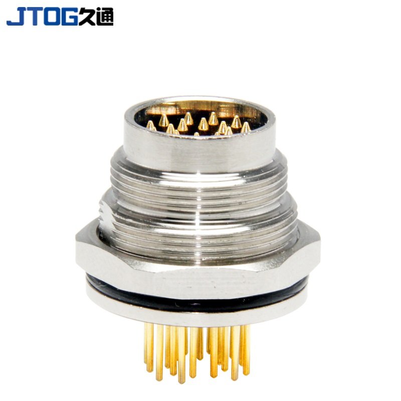 M16 Waterproof Metal Aviation Plug 19pin PCB Rear Mount Male Socket Connector