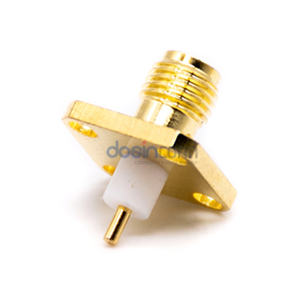 SMA Panel Mount Jack 4-Hole Flange Straight RF Connector Female for PCB