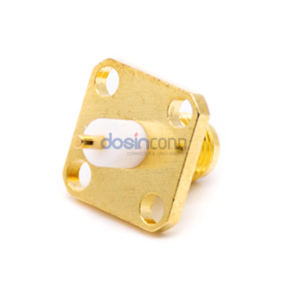 SMA Panel Mount Jack 4-Hole Flange Straight RF Connector Female for PCB