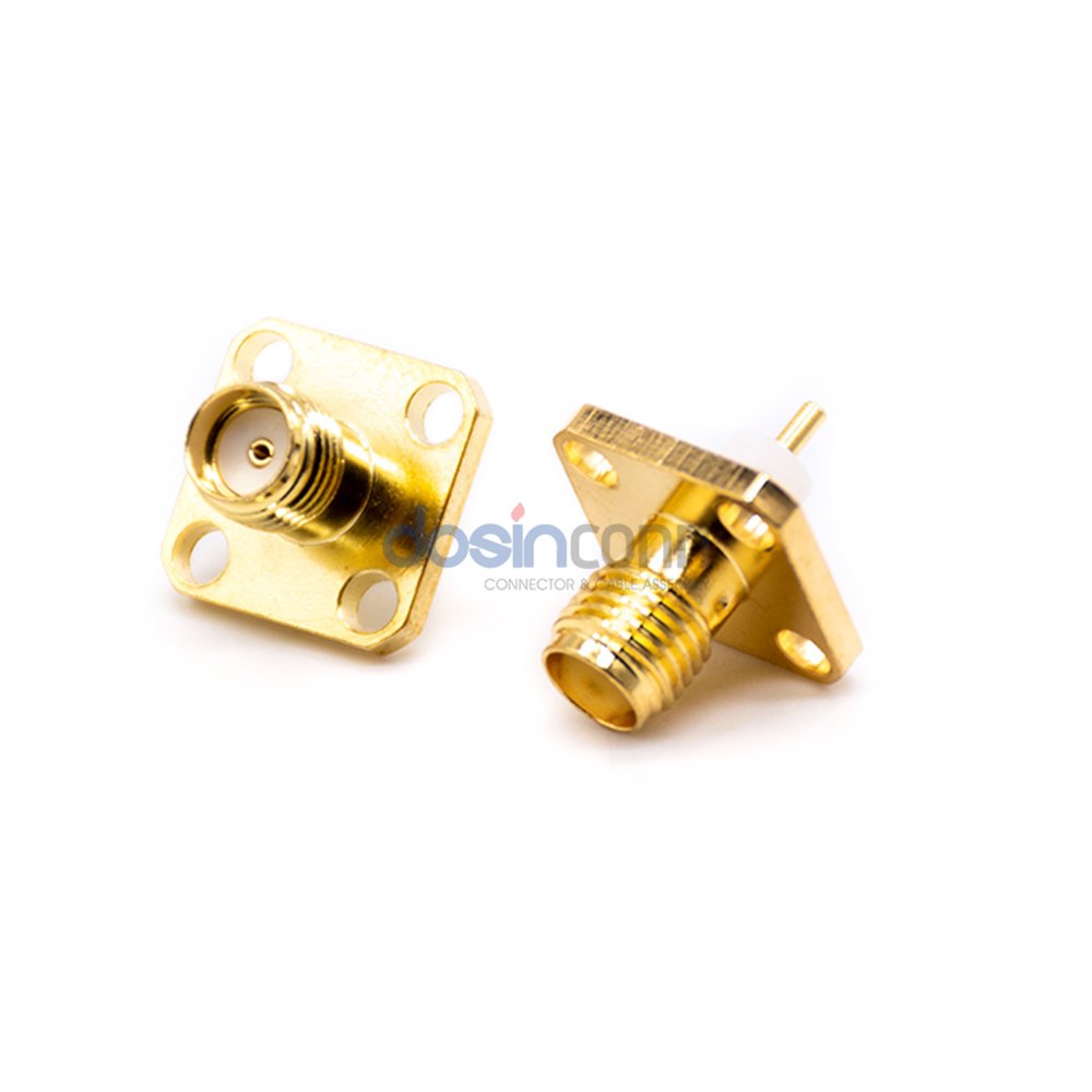 SMA Panel Mount Jack 4-Hole Flange Straight RF Connector Female for PCB