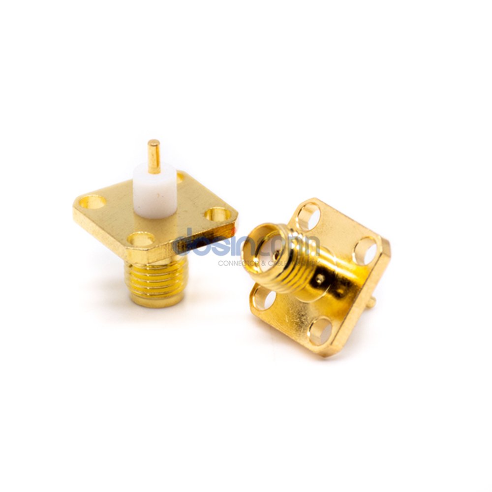 SMA Panel Mount Jack 4-Hole Flange Straight RF Connector Female for PCB