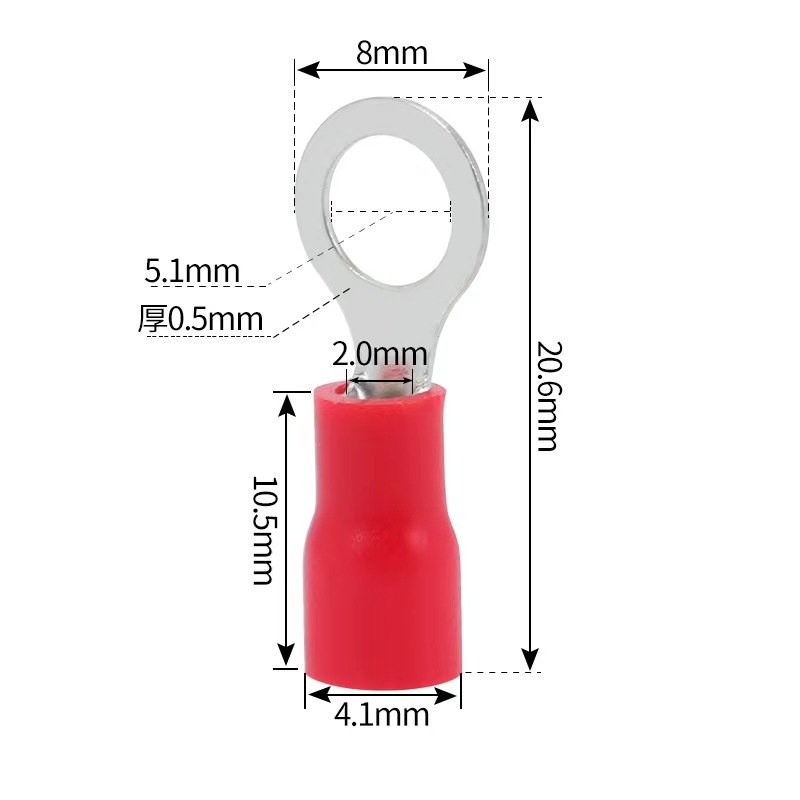 RV Series Nylon PVC Copper Brass Pre- Insulated Ring Terminals TO-JTK type connector wire lug round ring cord end terminal