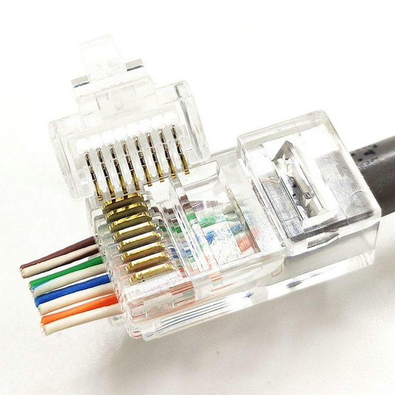 8P8C RJ45 Connector ethernet UTP unshielded RJ45 plug connectors Cat5e pass through RJ45 connector