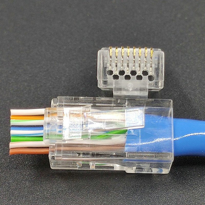 8P8C RJ45 Connector ethernet UTP unshielded RJ45 plug connectors Cat5e pass through RJ45 connector