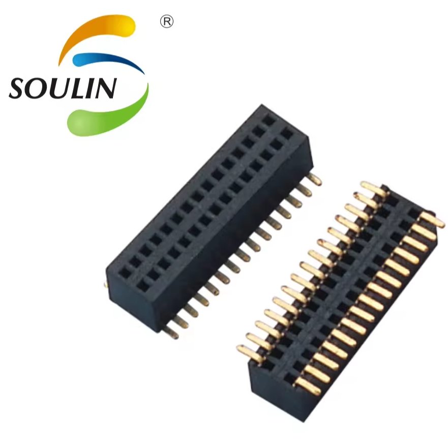 Soulin High Quality 1mm 1.27mm 2.0mm 2.54mm Pitch Smt Smd 90 Degree Female Jumper Pin Header Female Connector