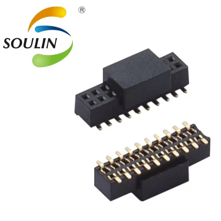 Soulin High Quality 1mm 1.27mm 2.0mm 2.54mm Pitch Smt Smd 90 Degree Female Jumper Pin Header Female Connector