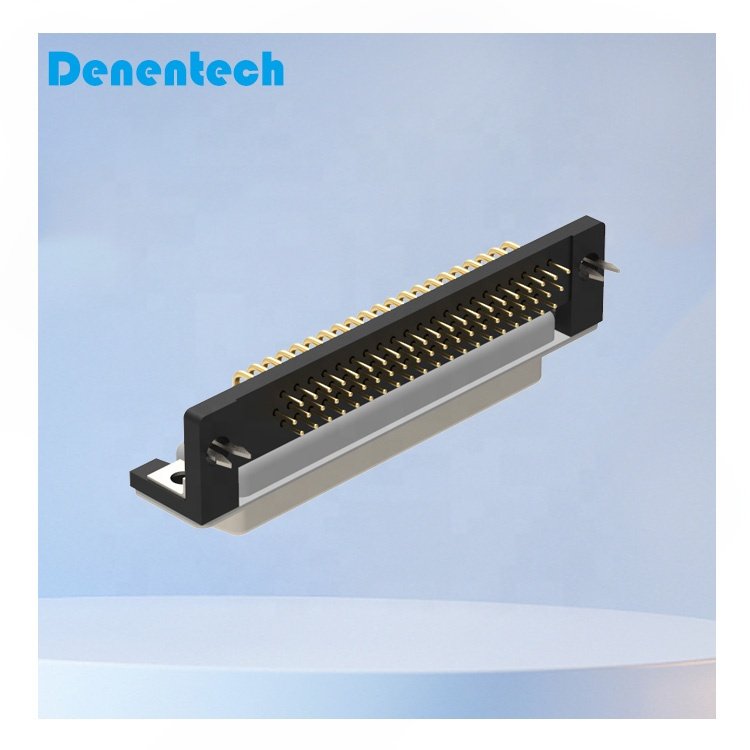 Denentech High quality Triple Row female 8.89mm Footprint 62Pin Right Angle DIP D-sub connector for sale