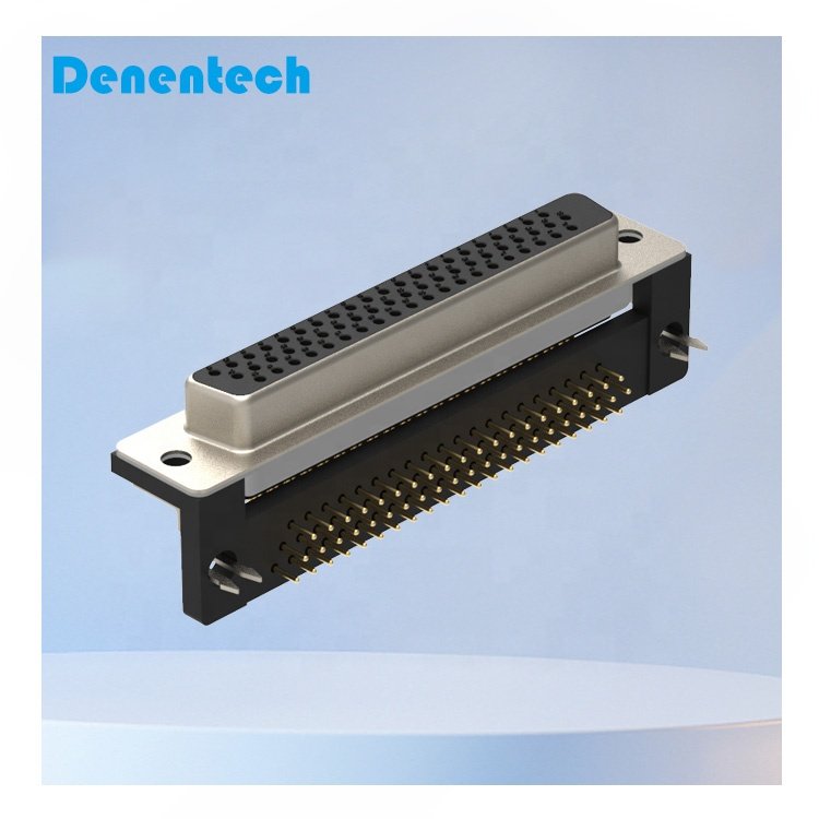 Denentech High quality Triple Row female 8.89mm Footprint 62Pin Right Angle DIP D-sub connector for sale