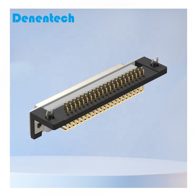 Denentech High quality Triple Row female 8.89mm Footprint 62Pin Right Angle DIP D-sub connector for sale