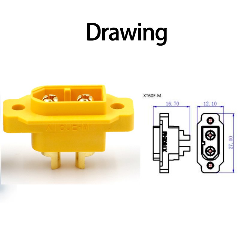 Amass Yellow XT60E-M Panel Mount Connector XT60 Male Male Wire XT60E Plug Adapter For RC Models