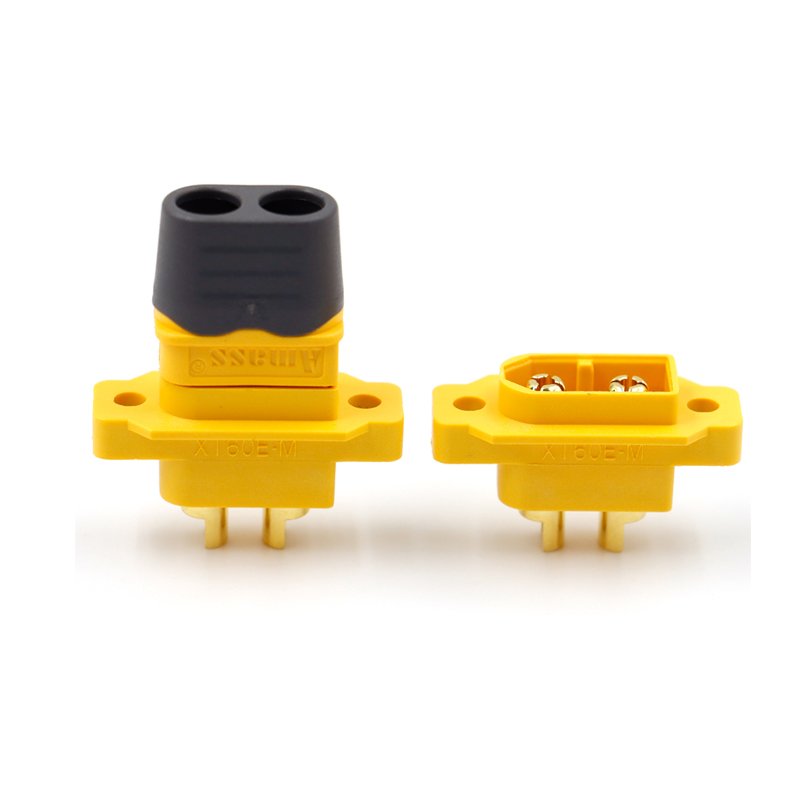 Amass Yellow XT60E-M Panel Mount Connector XT60 Male Male Wire XT60E Plug Adapter For RC Models