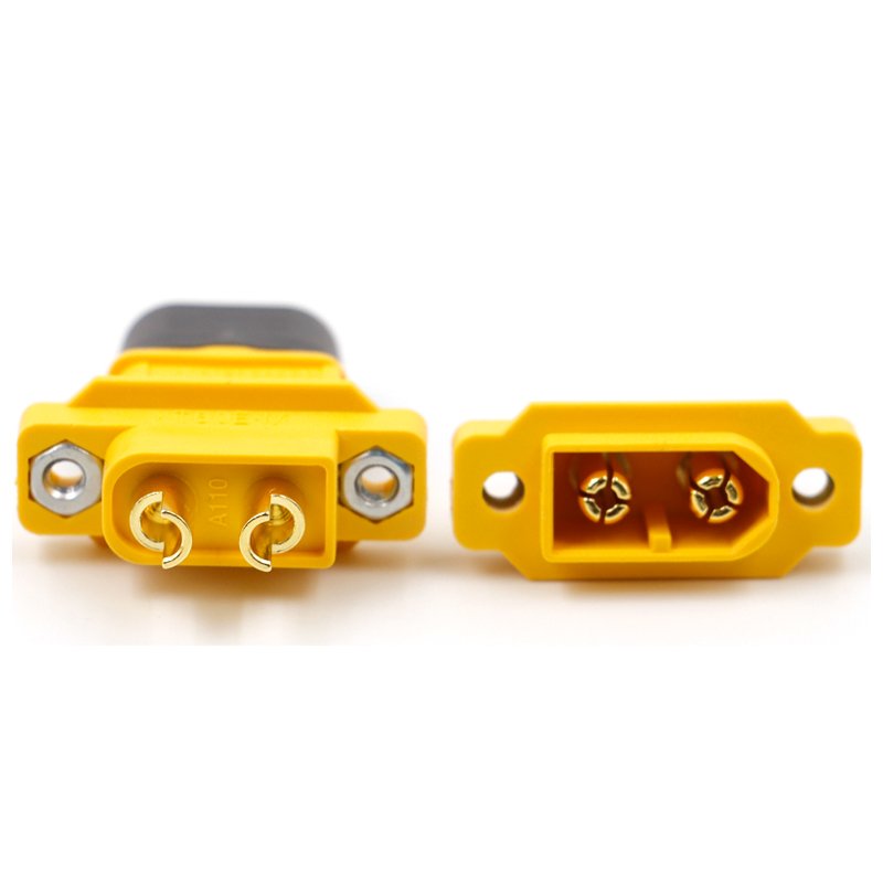 Amass Yellow XT60E-M Panel Mount Connector XT60 Male Male Wire XT60E Plug Adapter For RC Models