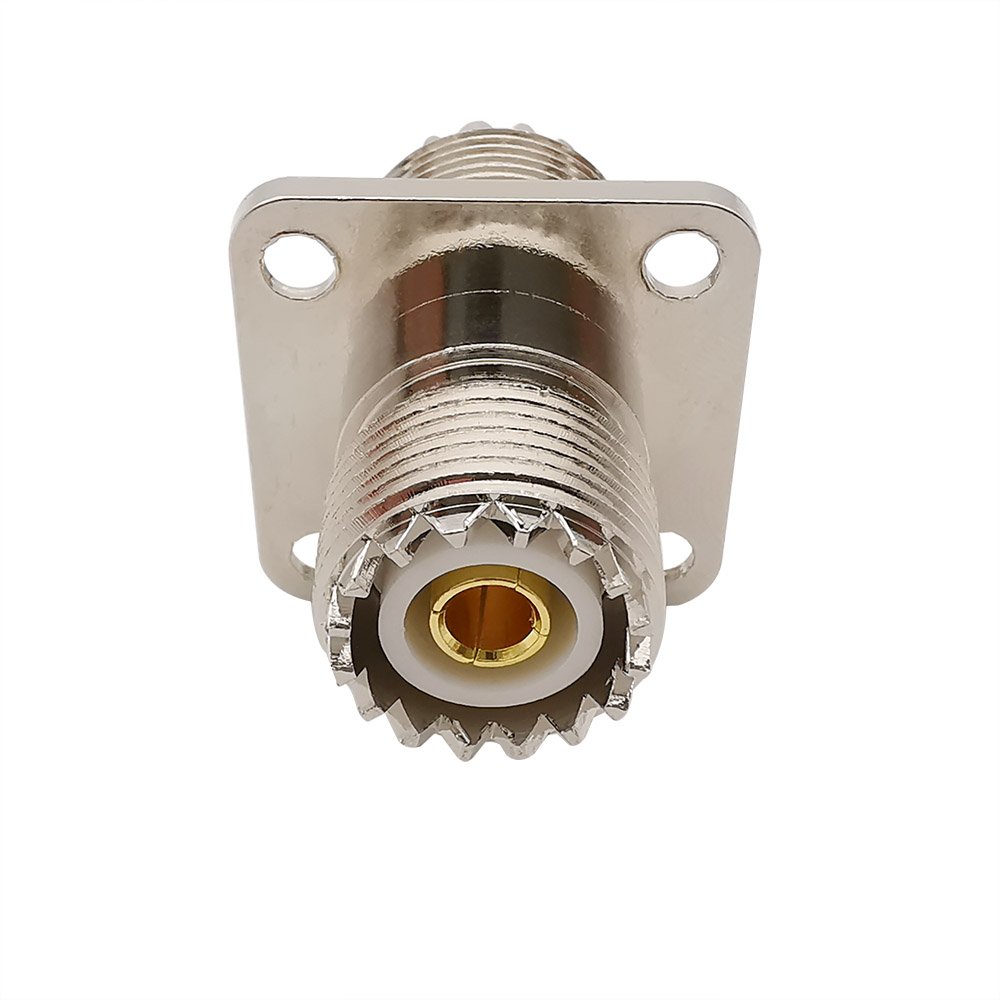 UHF SO-239 Female to Female Coax Coaxial Connector SO239 PL259 UHF Jack VHF Antenna 4 Hole Flange Panel Mount Adapter