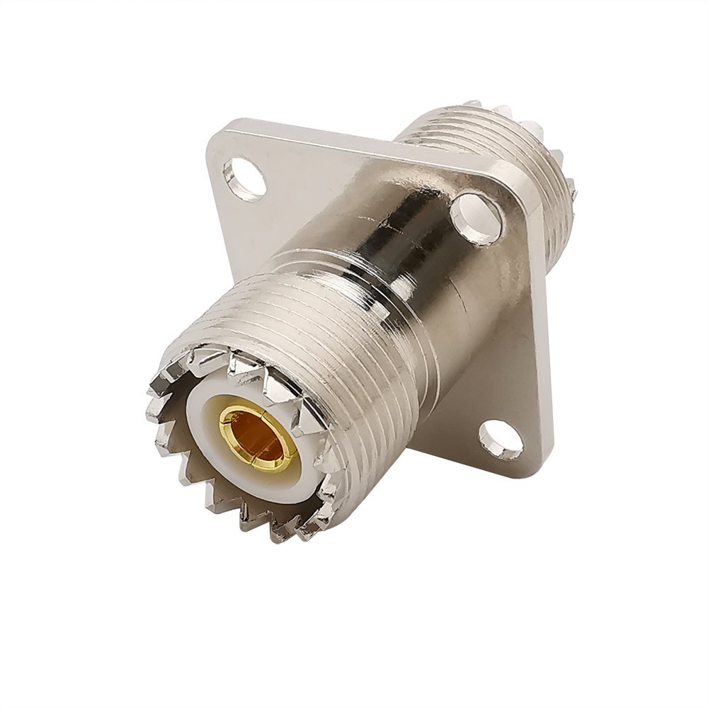 UHF SO-239 Female to Female Coax Coaxial Connector SO239 PL259 UHF Jack VHF Antenna 4 Hole Flange Panel Mount Adapter