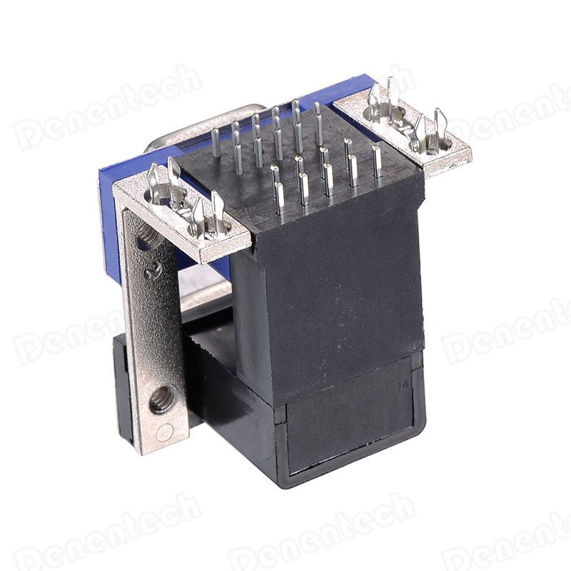 Denentech D-SUB Dual Port DR9 Female HDR15 Right Angle DIP d-sub connector for PCB Applications