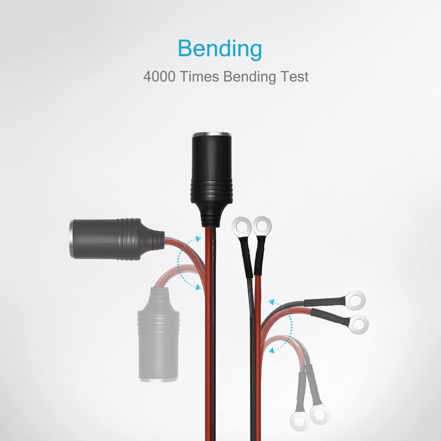 12V 16AWG Heavy Duty Wire 6 Feet Fused Power Supply Cord with Female Cigarette Lighter Eyelet Terminal Plug