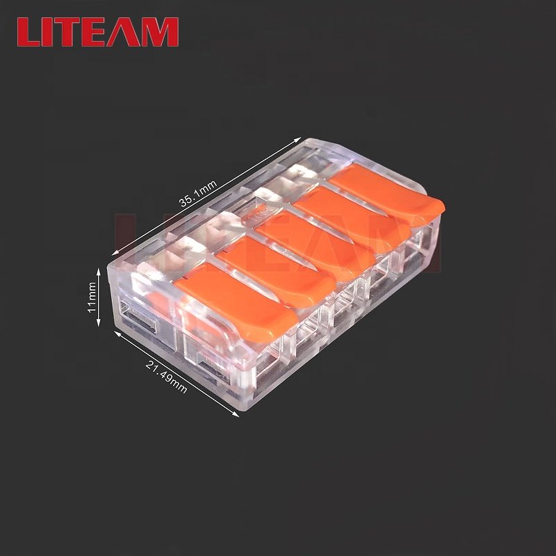 Mini Universal 5 pin junction box push-in compact splicing lever nut connector,electric LED lighting lamping wire connectors