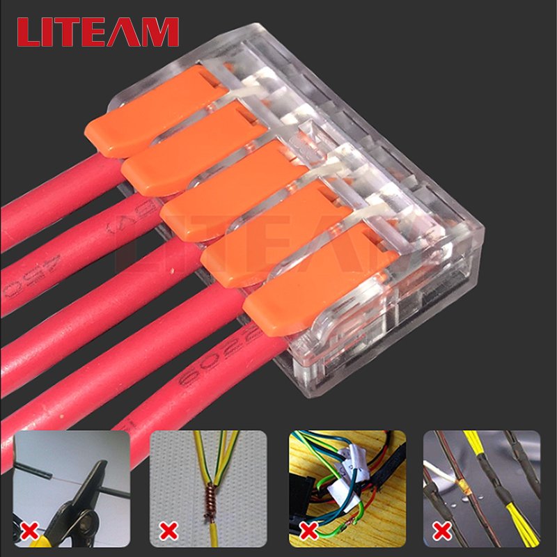 Mini Universal 5 pin junction box push-in compact splicing lever nut connector,electric LED lighting lamping wire connectors