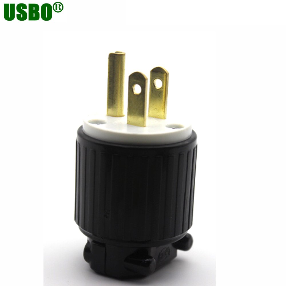 New Copper nema 5-15P Straight Male Power Adaptor Plug 3pins electrical Industrial Wiring connector Type B