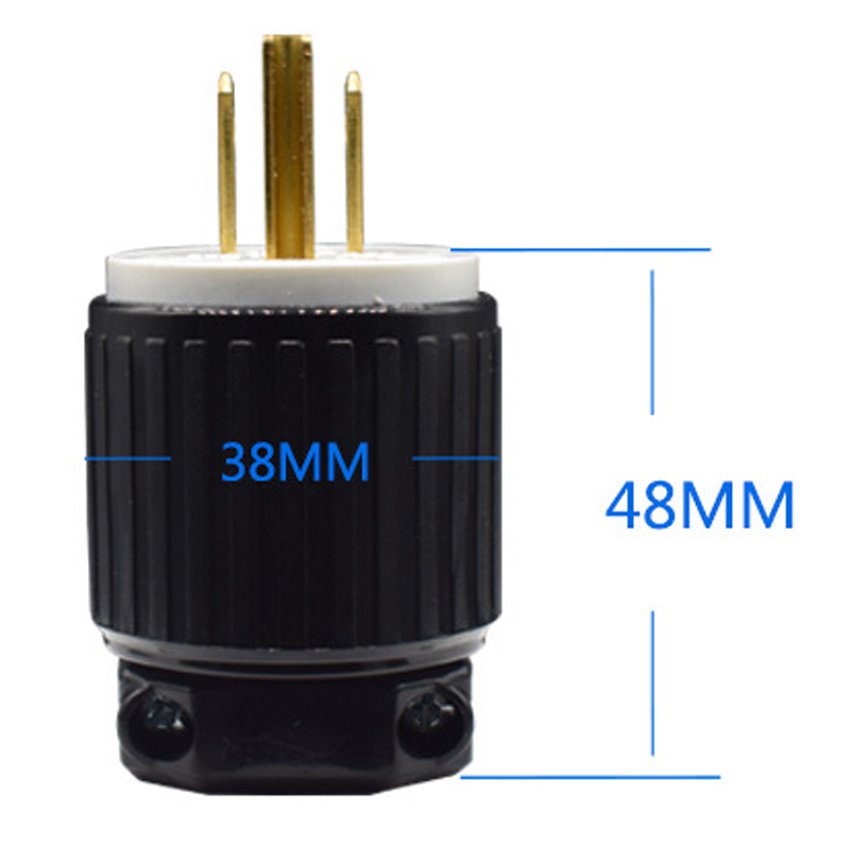 New Copper nema 5-15P Straight Male Power Adaptor Plug 3pins electrical Industrial Wiring connector Type B