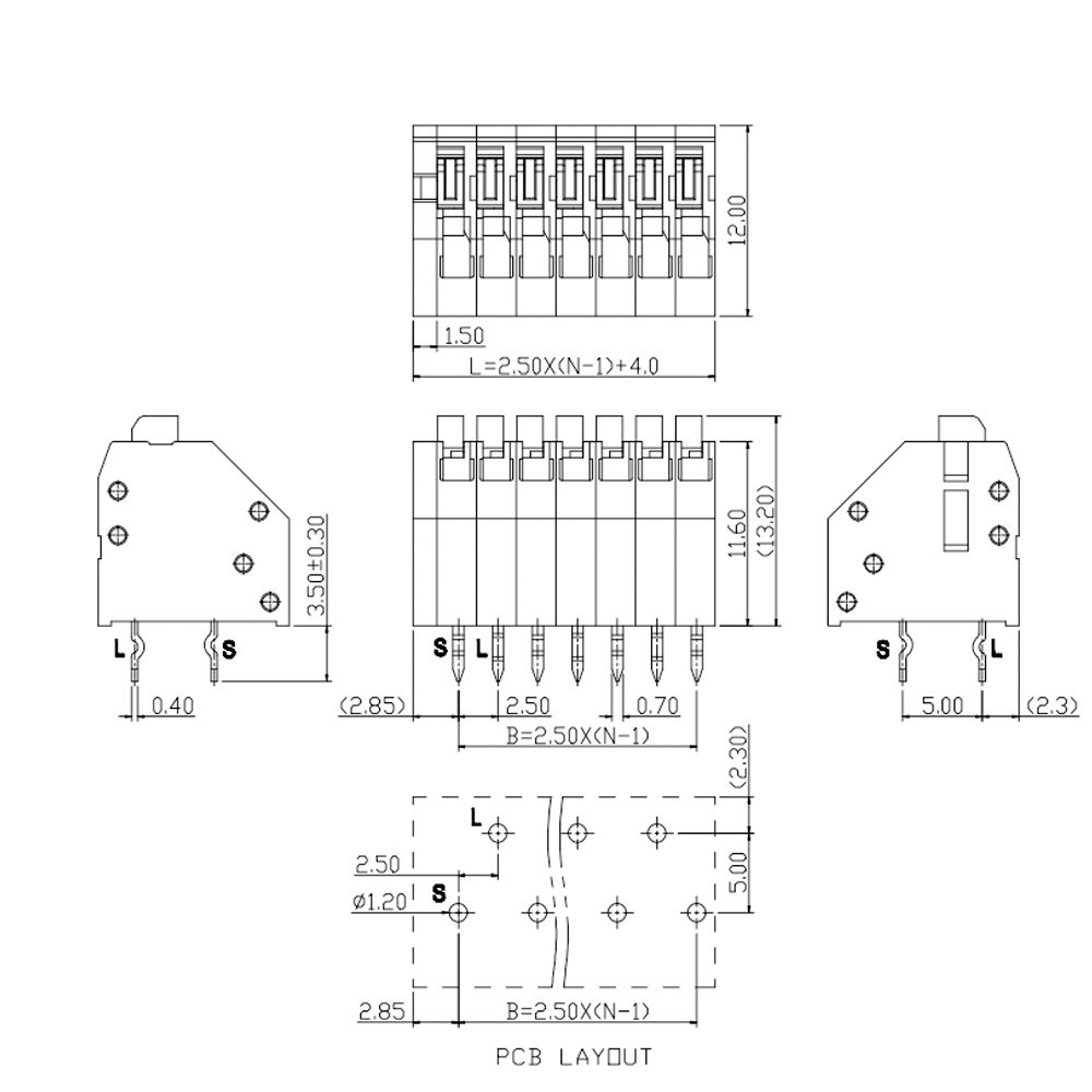 hot sale 250 screwless terminal block 2.5mm 3.5mm pitch PCB spring terminal block connector KF250 DG250 WJ250