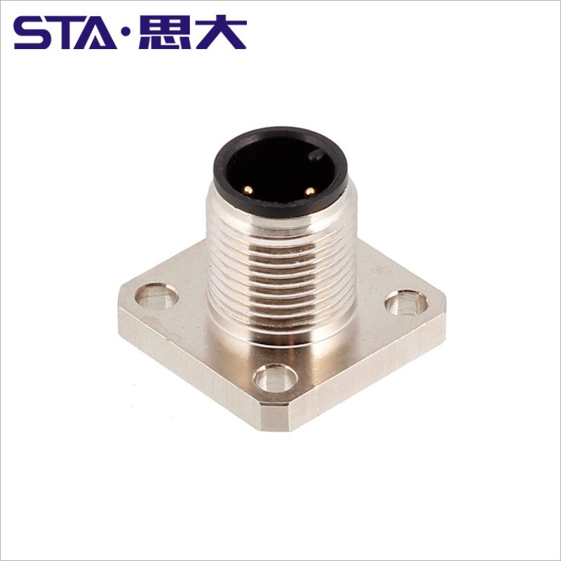 M12 20mm Square Flange Socket Connector 4 5 8 12 17 Way Pins Solder Version M12 Signal Connectors