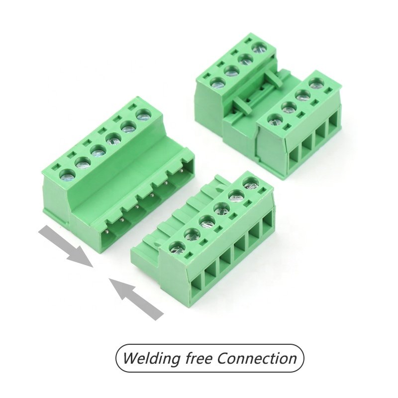 5.08mm pitch 5pin through wall panel terminal block pcb Free plug-in welded terminal block connector