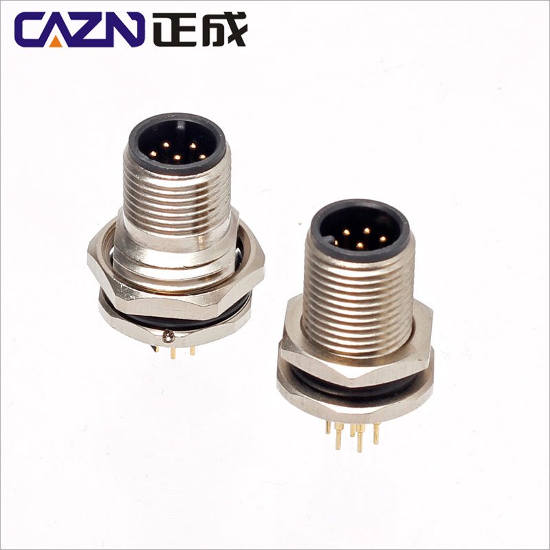 M12 circular connector POE device cable3 4 5 6 8 12pin waterproof rear mount signal power back panel dip pin m12 pcb connector