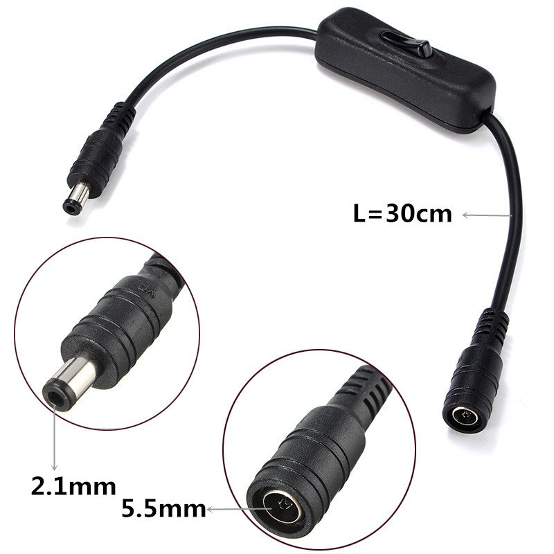 DC Connector Cable 2.1x5.5MM Male Female DC Jack Socket Power Adapter Connector Wire With ON OFF Line Switch for LED Strip Light