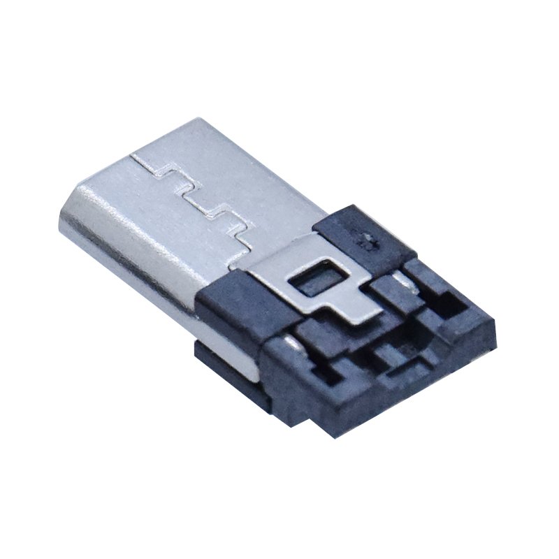 Low price Micro USB 2.0 Type B Male Connector 5 Pin Vertical Through hole Mini USB OTG V8 Plug with Hook for Charging Data Cable