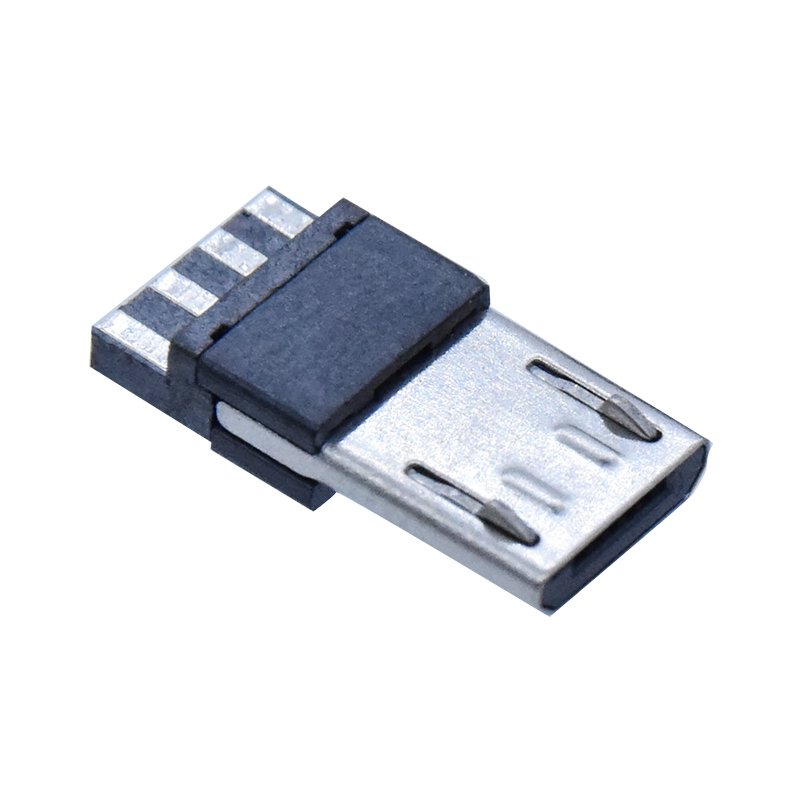 Low price Micro USB 2.0 Type B Male Connector 5 Pin Vertical Through hole Mini USB OTG V8 Plug with Hook for Charging Data Cable