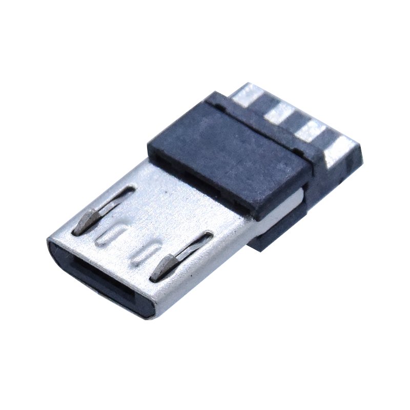 Low price Micro USB 2.0 Type B Male Connector 5 Pin Vertical Through hole Mini USB OTG V8 Plug with Hook for Charging Data Cable