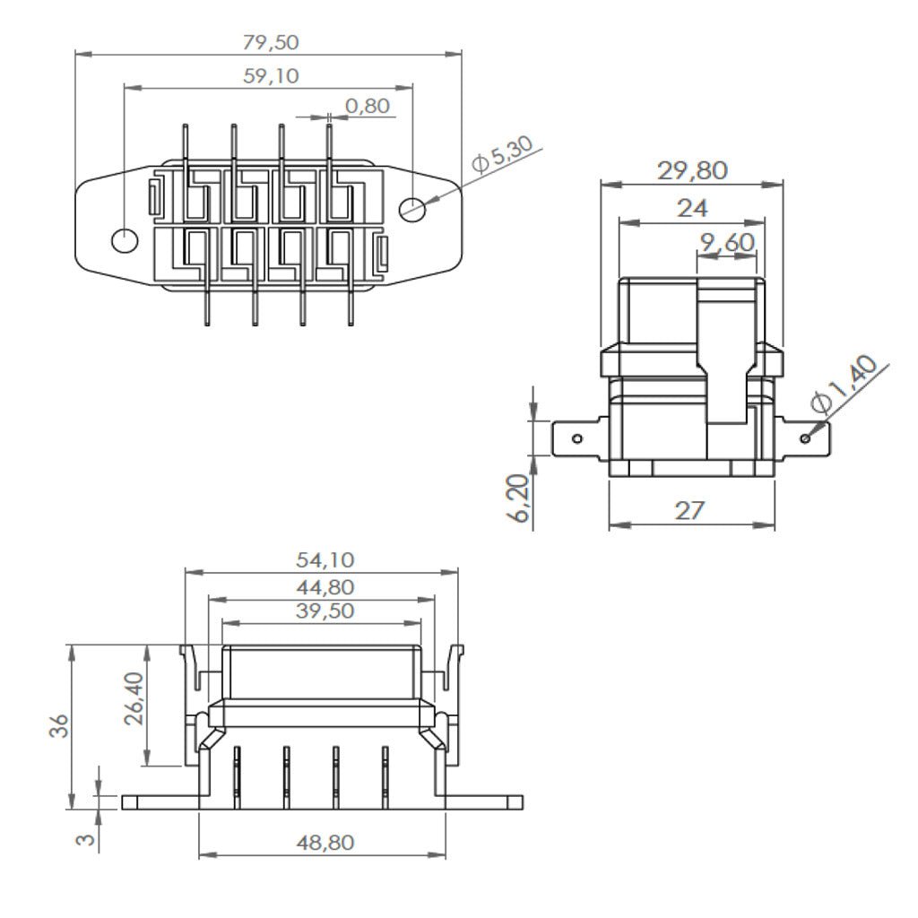 Transparent Screwed Cover Blade Type Fuse Box 4 Way ATO ATC Type Brass Connector Universal Fuse Holder for Car Boat Caravan
