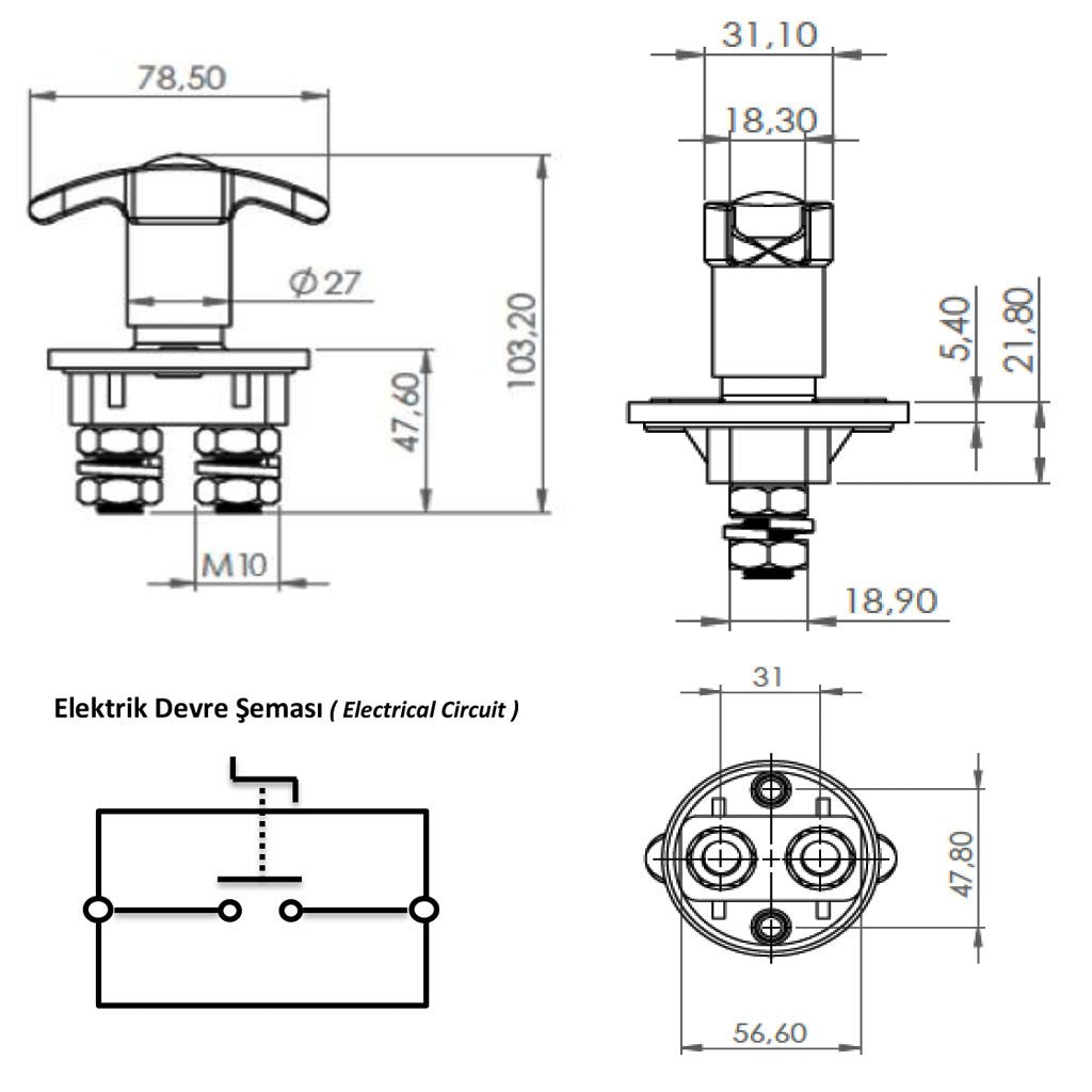 Heat Resistant Flip Metal Battery Circuit Breaker Switch 12V - 24V - 250A Universal Fuse Holder Transparent Screwed Cover