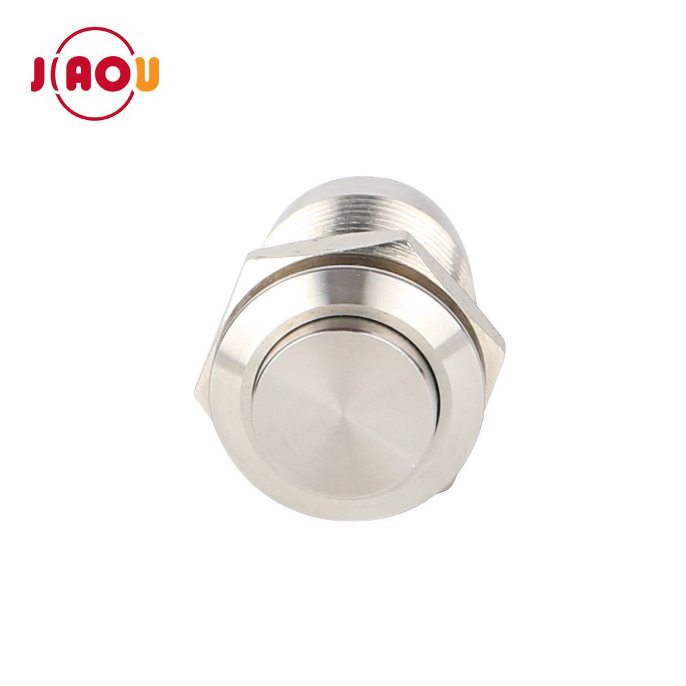 JIAOU China Supplier 12 mm 2 pin momentary Metal Material Waterproof button switch