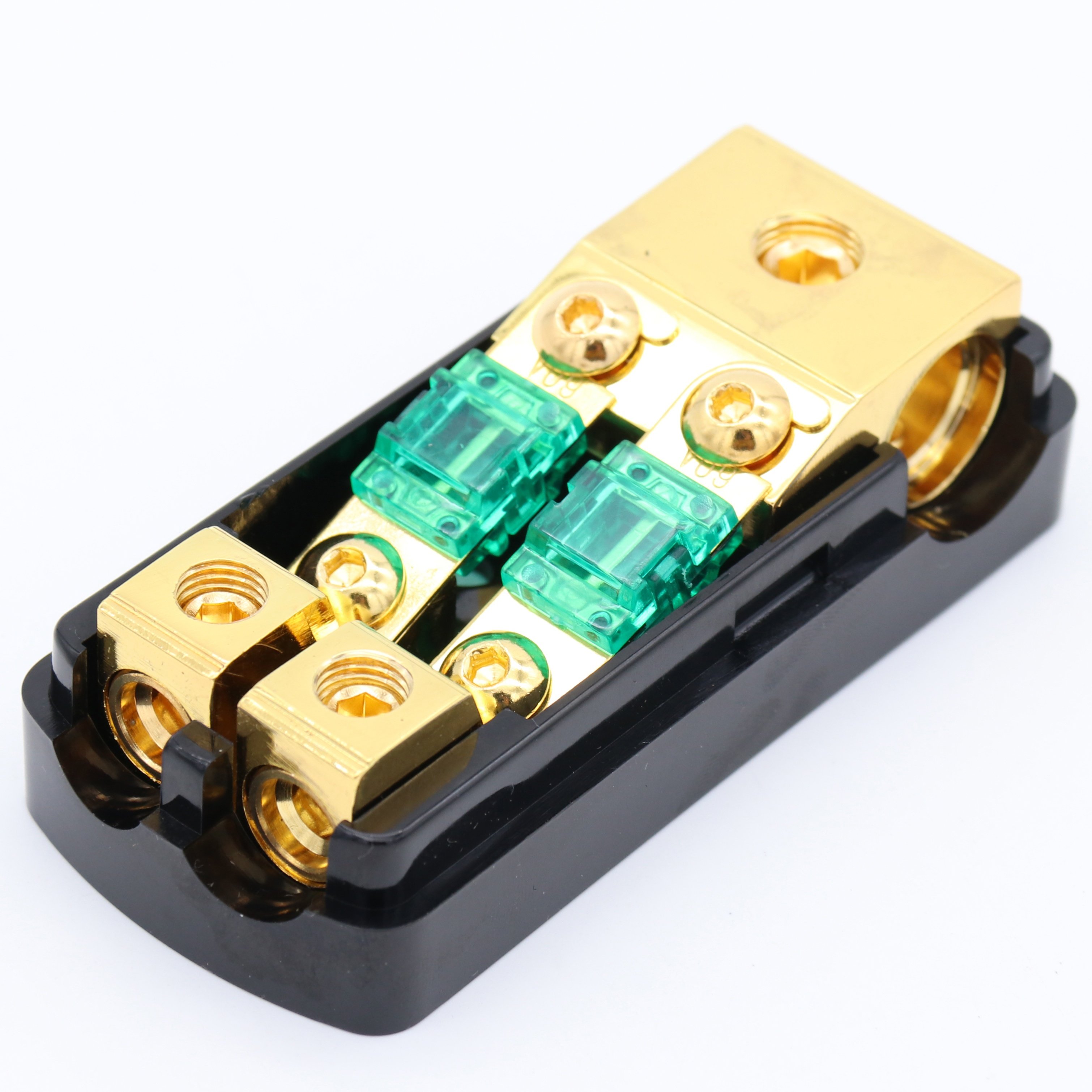 2 Way Mini ANL Fuse Holder, Copper 0/2/4 Gauge to 4/6/8 Gauge 60 Amp Fuse Distribution Block for Car Truck Boat Audio Stereo