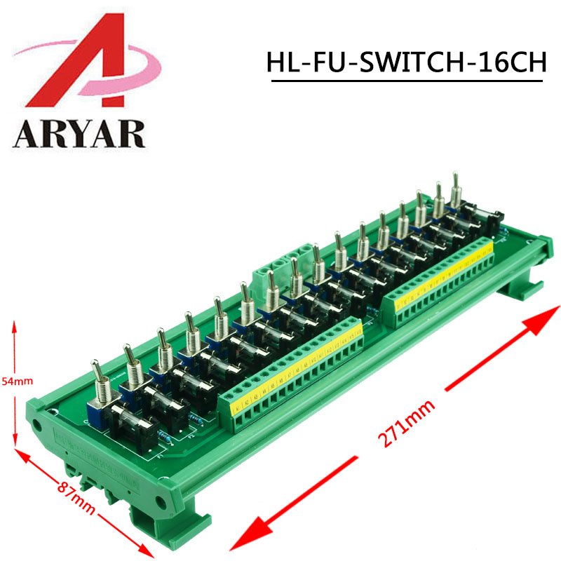 Fuse Distribution 16-way PCB Board Terminal Block With Switch For Power Supply Electricity Current Wiring LED Switch