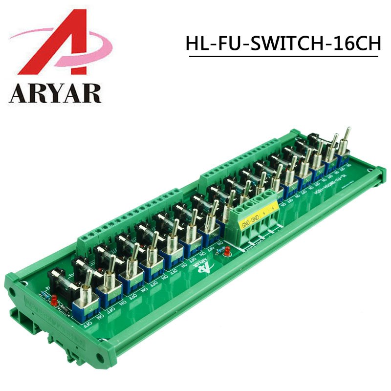 Fuse Distribution 16-way PCB Board Terminal Block With Switch For Power Supply Electricity Current Wiring LED Switch