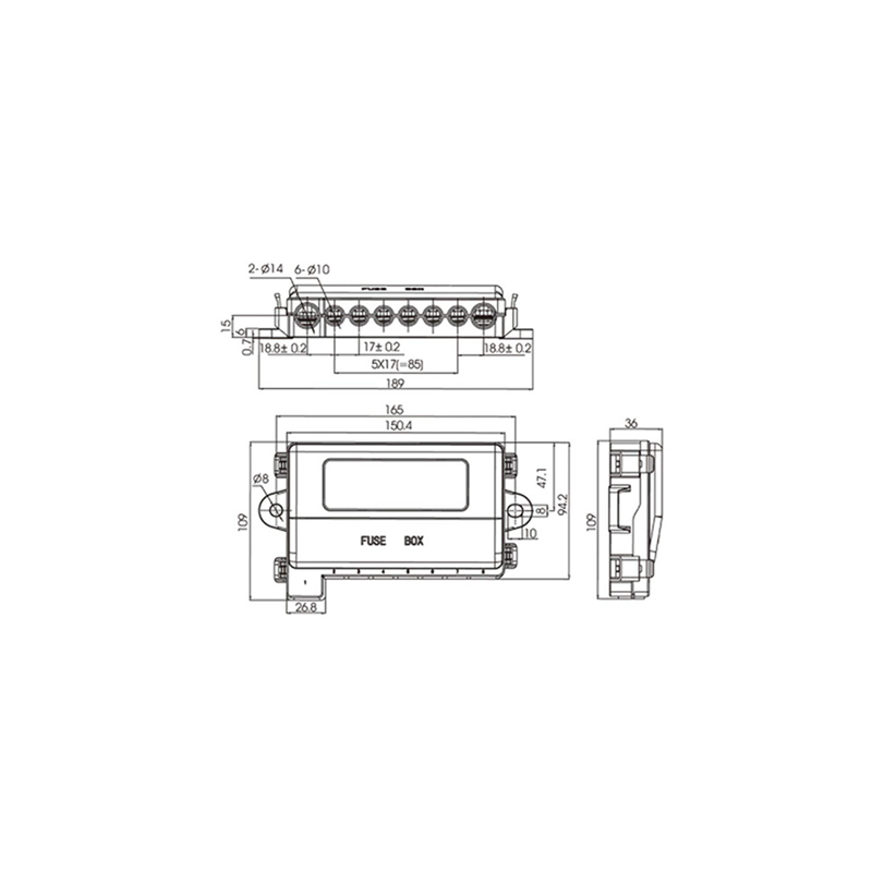 8 Way Fuse Box MIDI Fuse Holder with Cover High Current ANS/ANM Fuse Block for Forklifts, Cars, Buses
